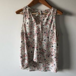 Floral tank with tie neck